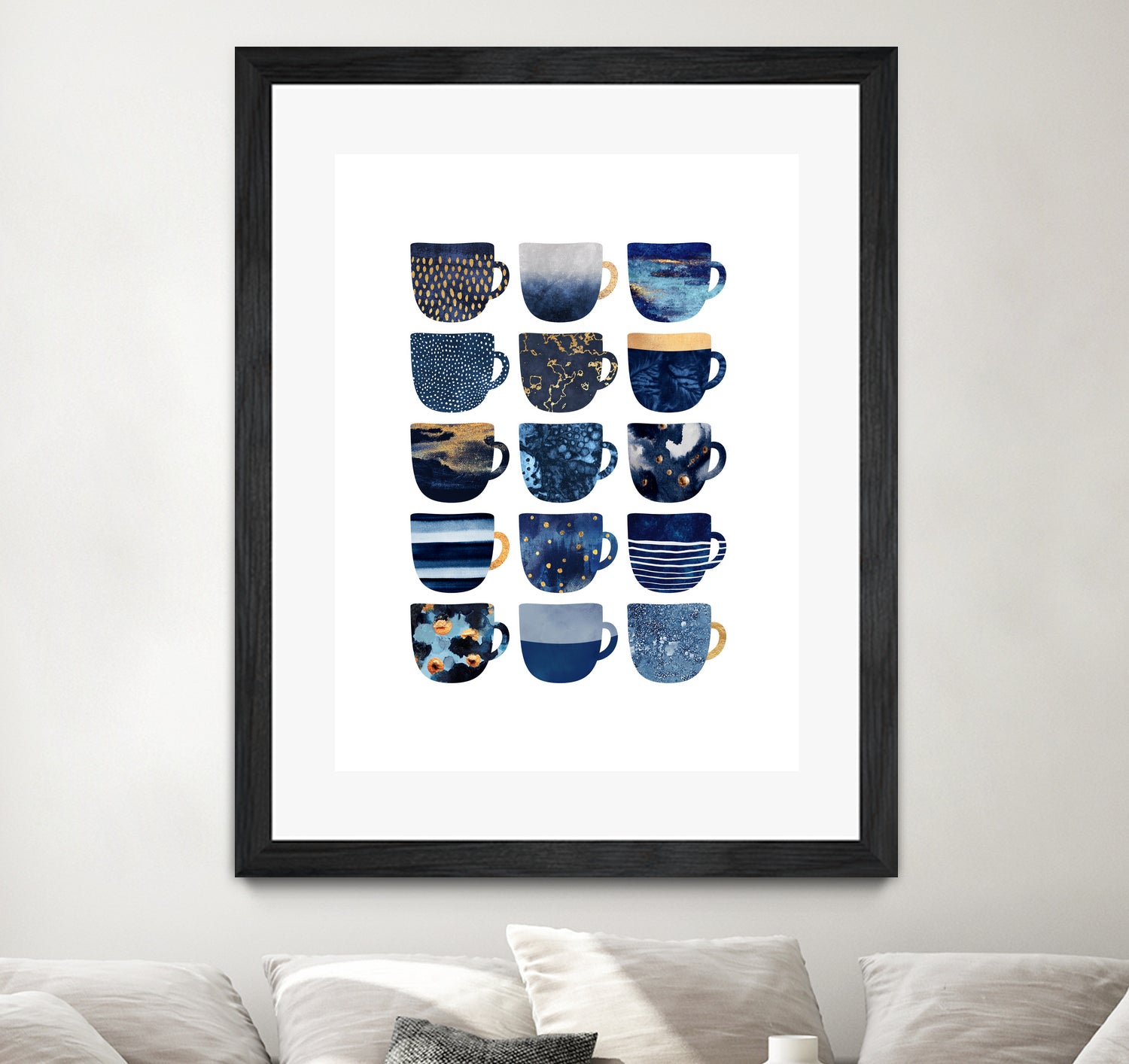 Pretty Blue Coffee Cups by Elisabeth Fredriksson on GIANT ART - blue digital painting