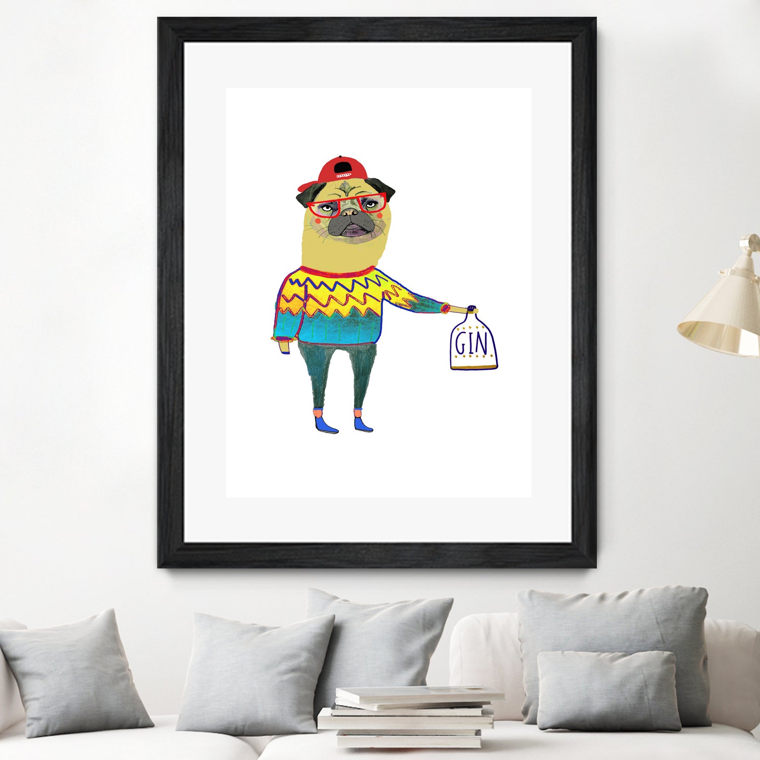 gin pug by Ashley Percival on GIANT ART - white digital drawing