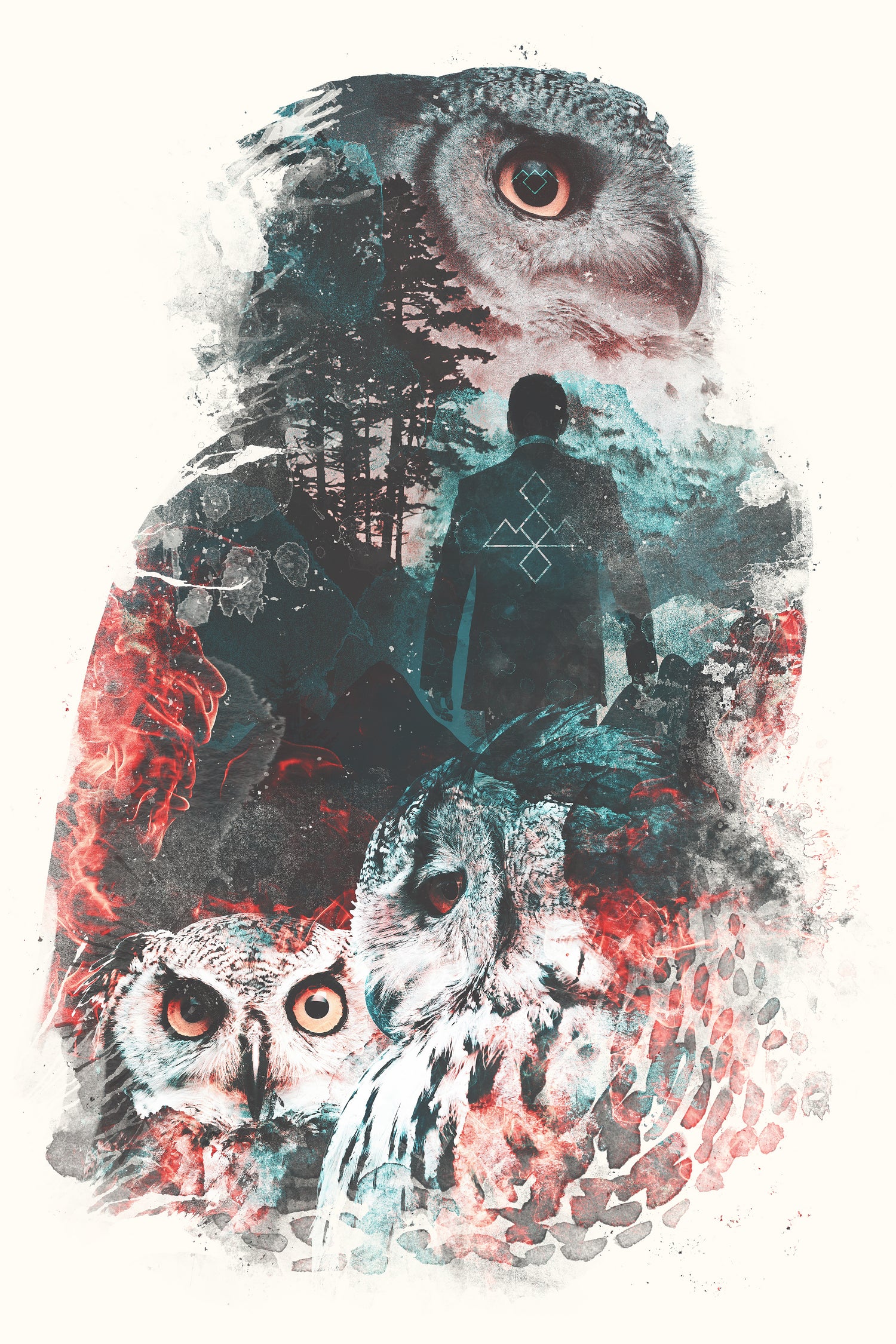 Not What They Seem A Twin Peaks Owl Tribute by Barrett Biggers on GIANT ART - yellow digital painting