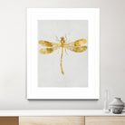 Golden Dragonfly by Patrycja Polechonska on GIANT ART - gray mixed media