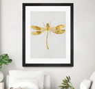 Golden Dragonfly by Patrycja Polechonska on GIANT ART - gray mixed media