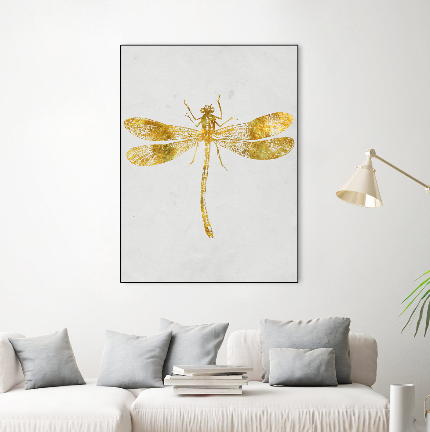 Golden Dragonfly by Patrycja Polechonska on GIANT ART - gray mixed media