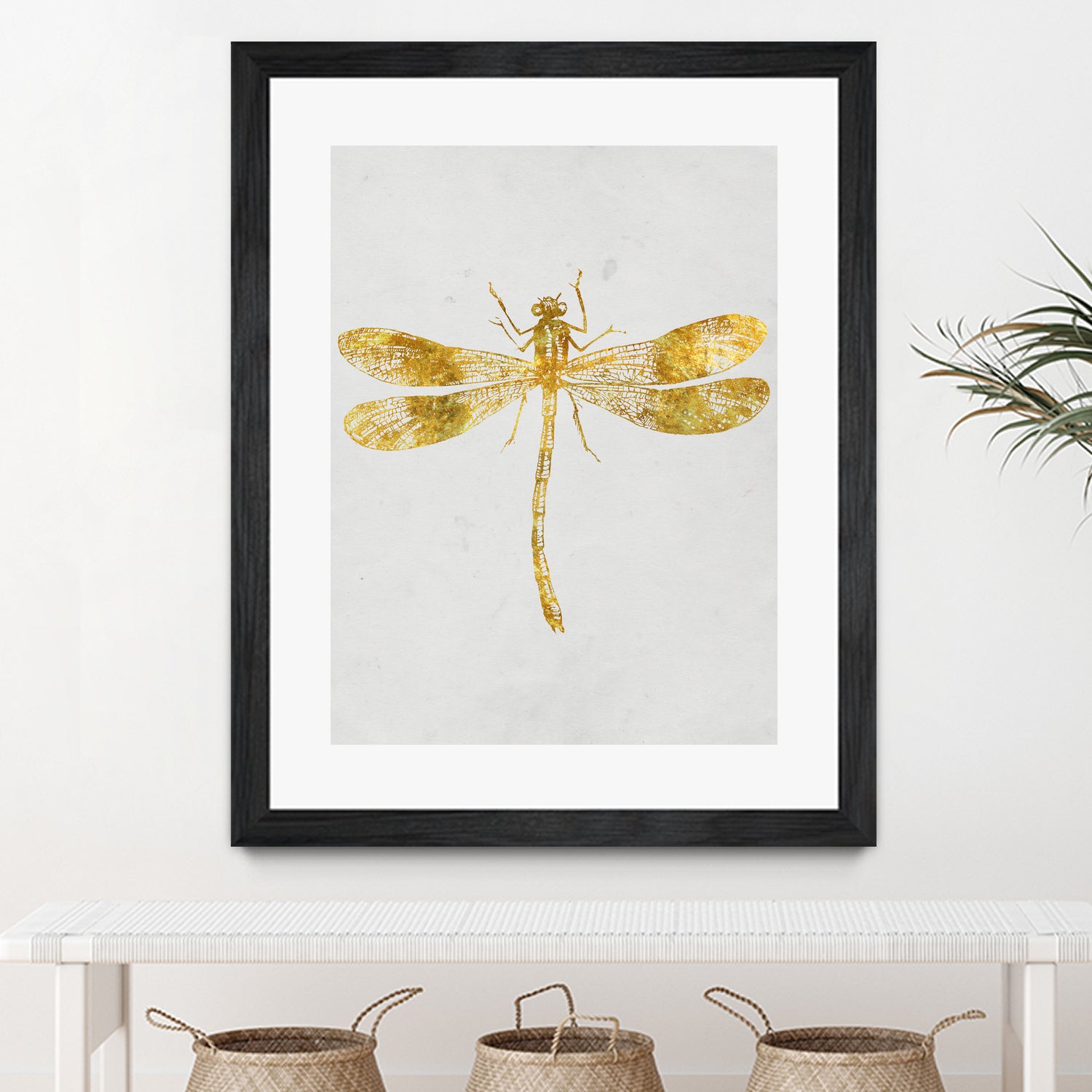 Golden Dragonfly by Patrycja Polechonska on GIANT ART - gray mixed media