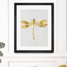 Golden Dragonfly by Patrycja Polechonska on GIANT ART - gray mixed media