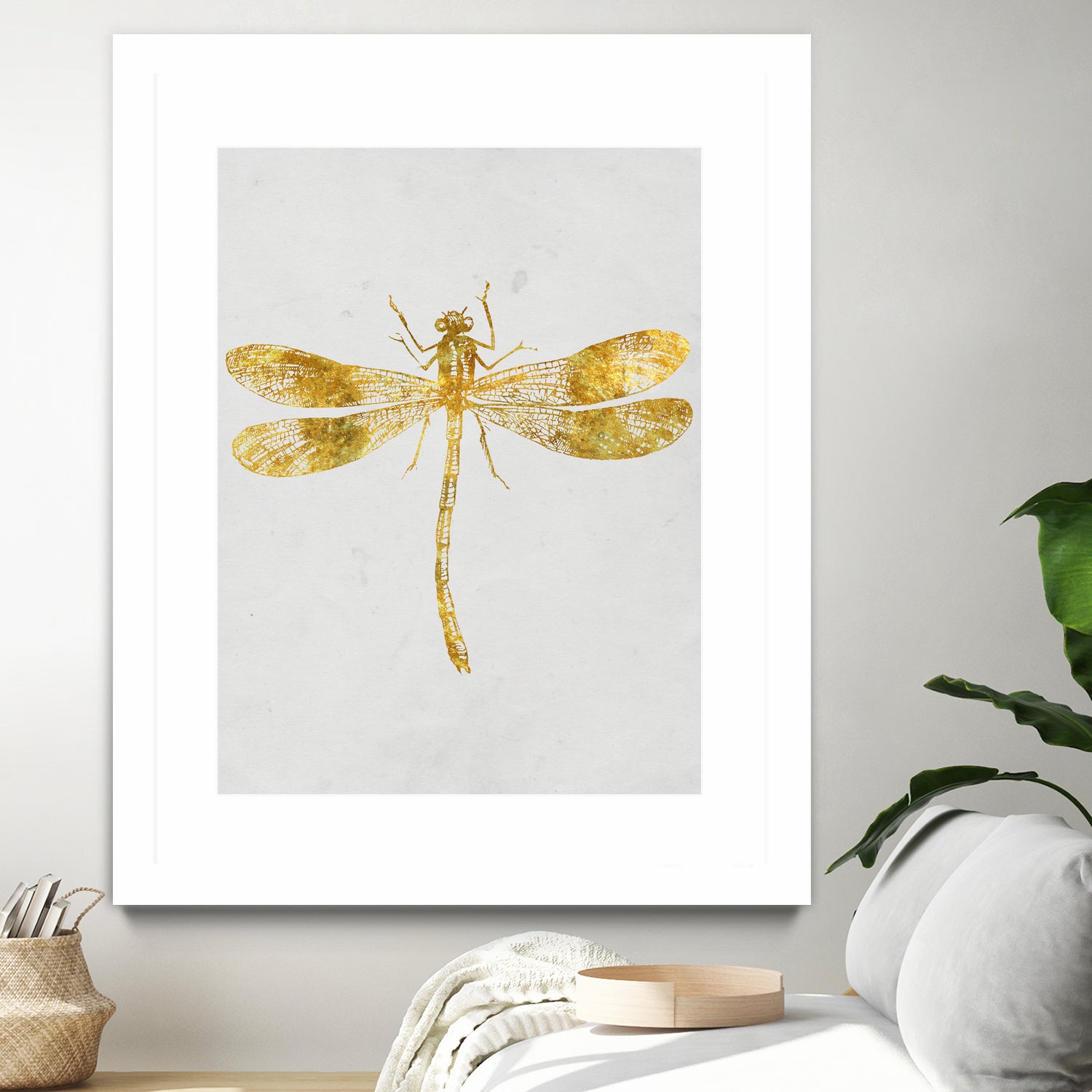 Golden Dragonfly by Patrycja Polechonska on GIANT ART - gray mixed media