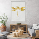 Golden Dragonfly by Patrycja Polechonska on GIANT ART - gray mixed media