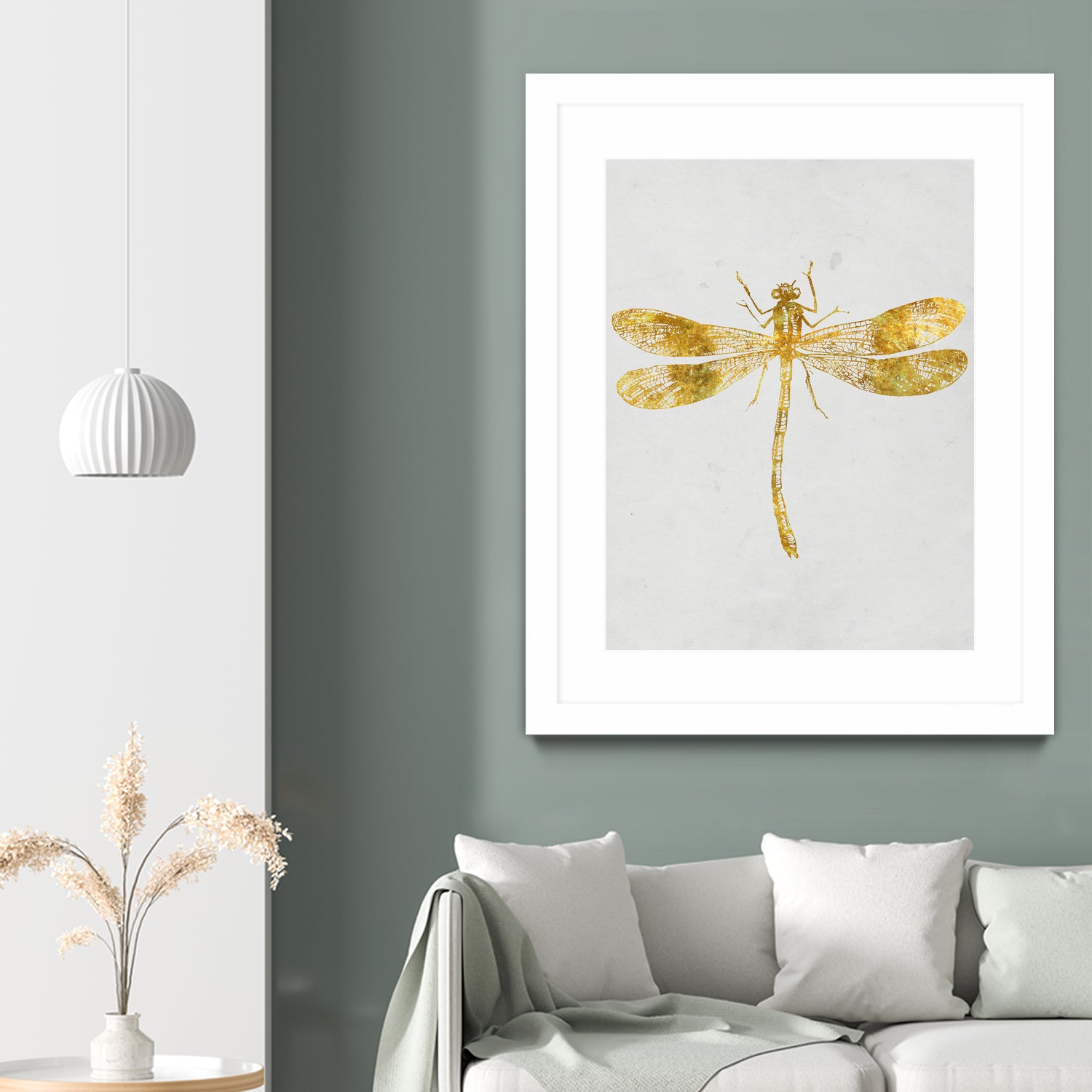 Golden Dragonfly by Patrycja Polechonska on GIANT ART - gray mixed media