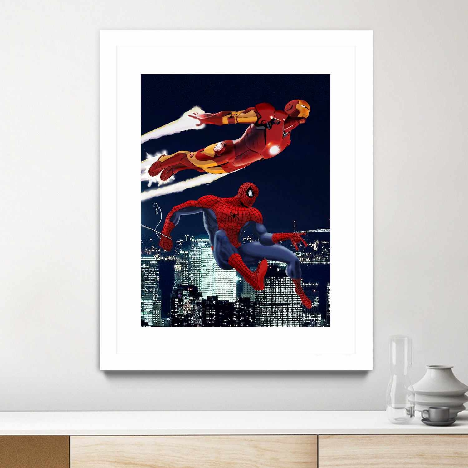 Marvel: Spider-Man and Iron Man by Dan Avenell on GIANT ART - black digital drawing