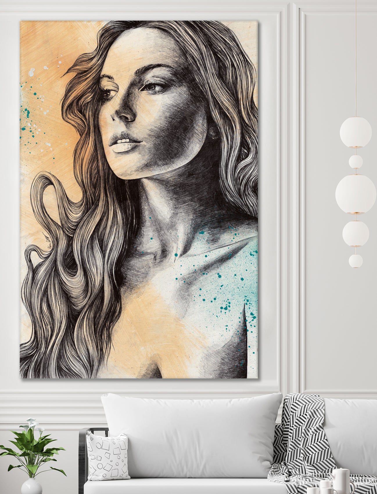 Throwing Ashes | sensual woman face painting by Marco Paludet on GIANT ART - yellow mixed media