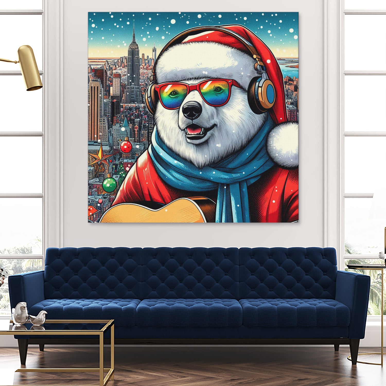 XMAS POLAR BEAR NYC 2 by OTIS PORRITT on GIANT ART - red digital painting