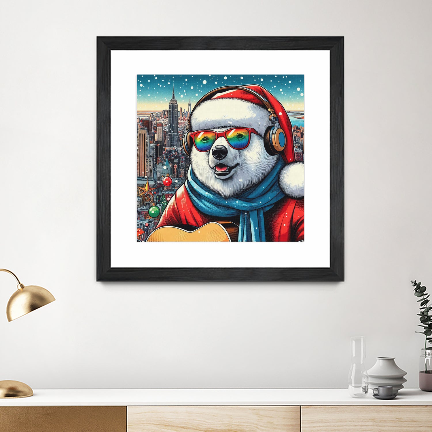 XMAS POLAR BEAR NYC 2 by OTIS PORRITT on GIANT ART - red digital painting