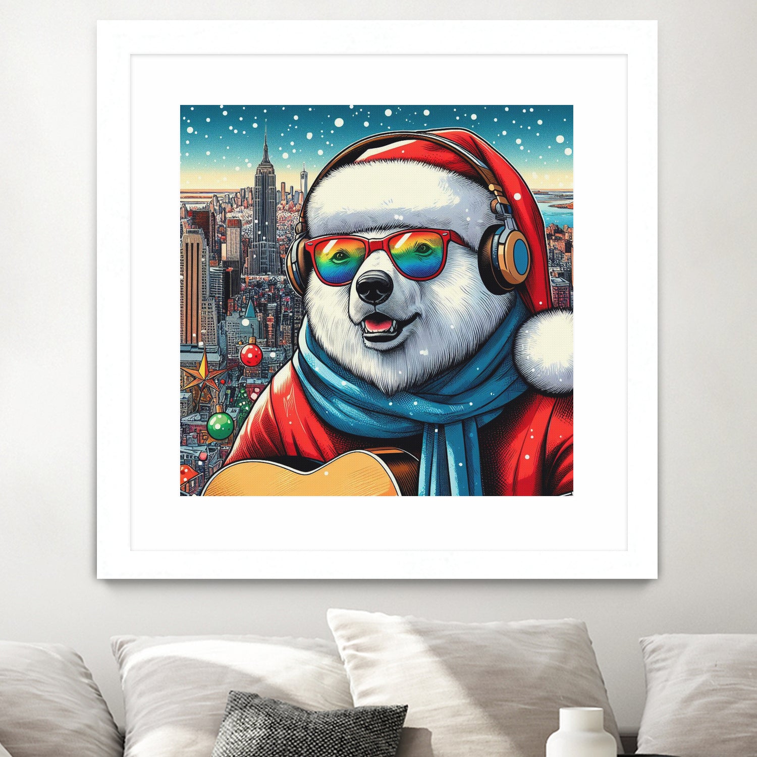 XMAS POLAR BEAR NYC 2 by OTIS PORRITT on GIANT ART - red digital painting