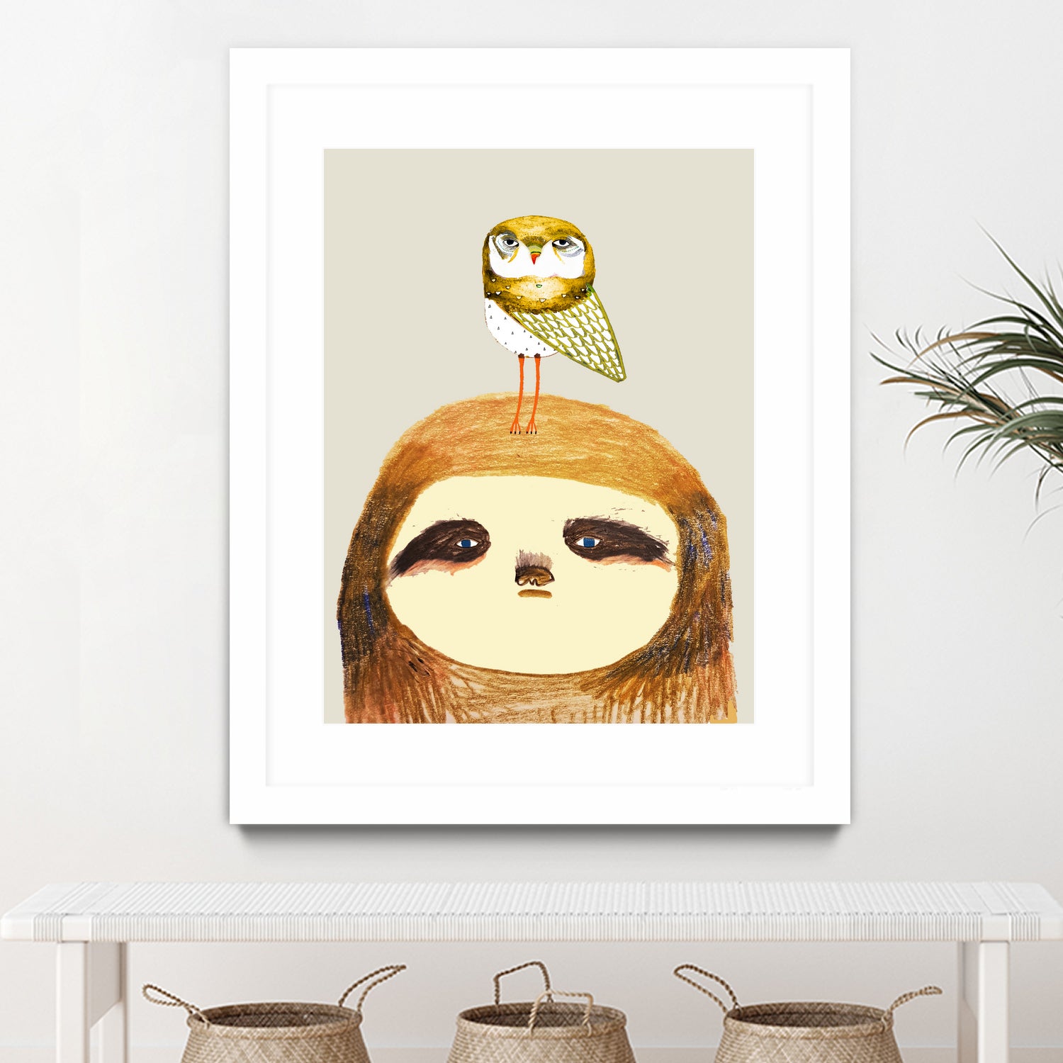 sloth and owl by Ashley Percival on GIANT ART - gray character design