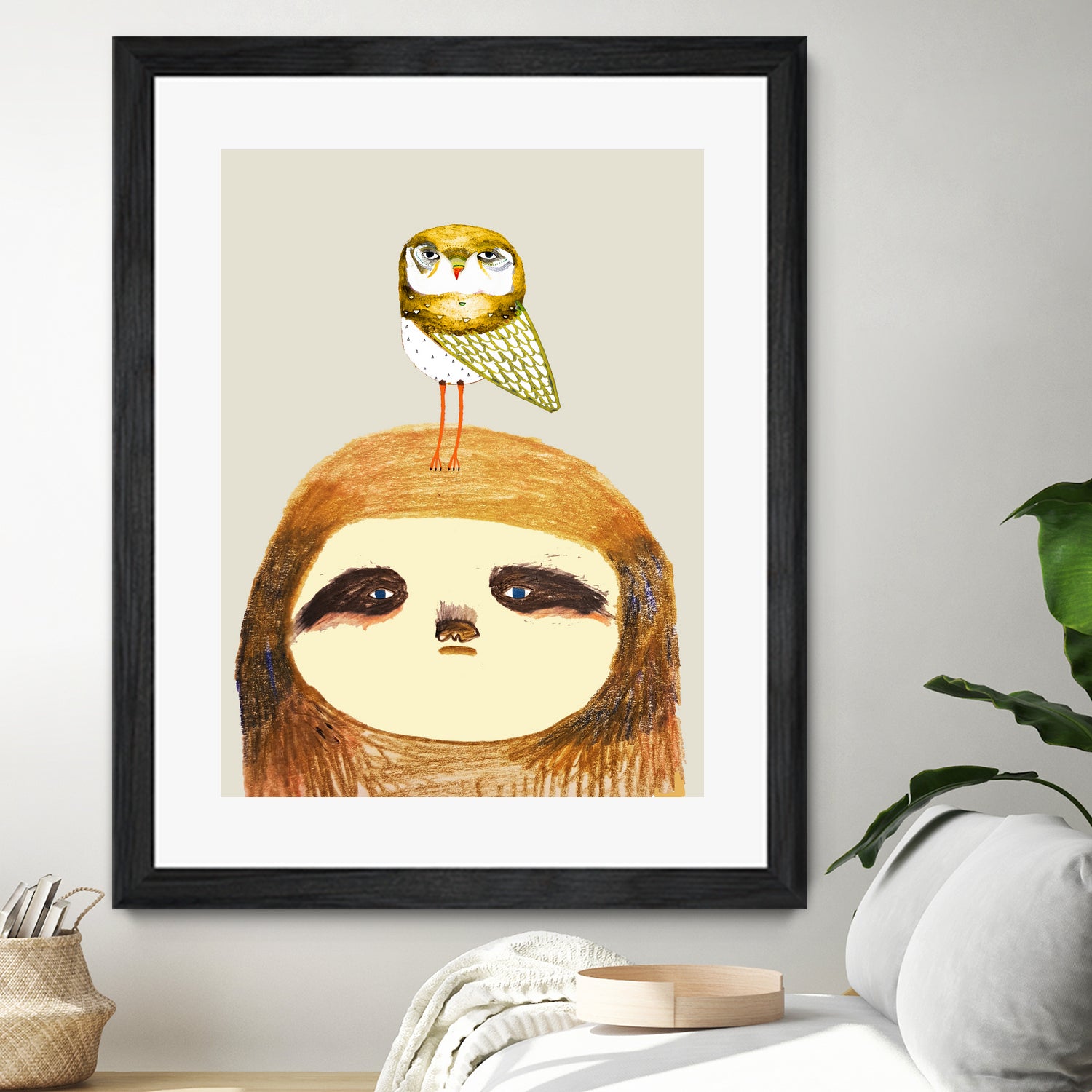 sloth and owl by Ashley Percival on GIANT ART - gray character design