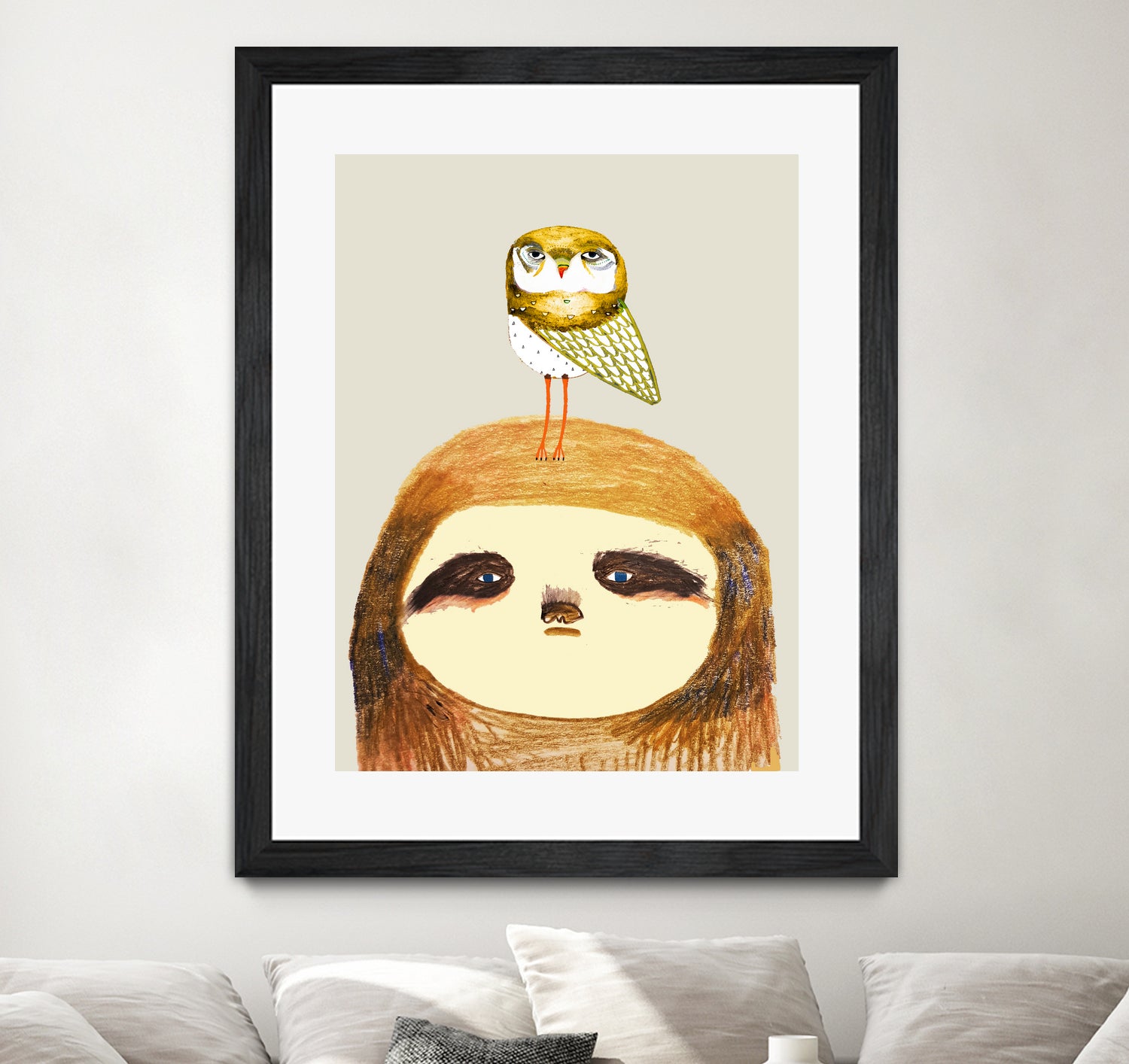 sloth and owl by Ashley Percival on GIANT ART - gray character design