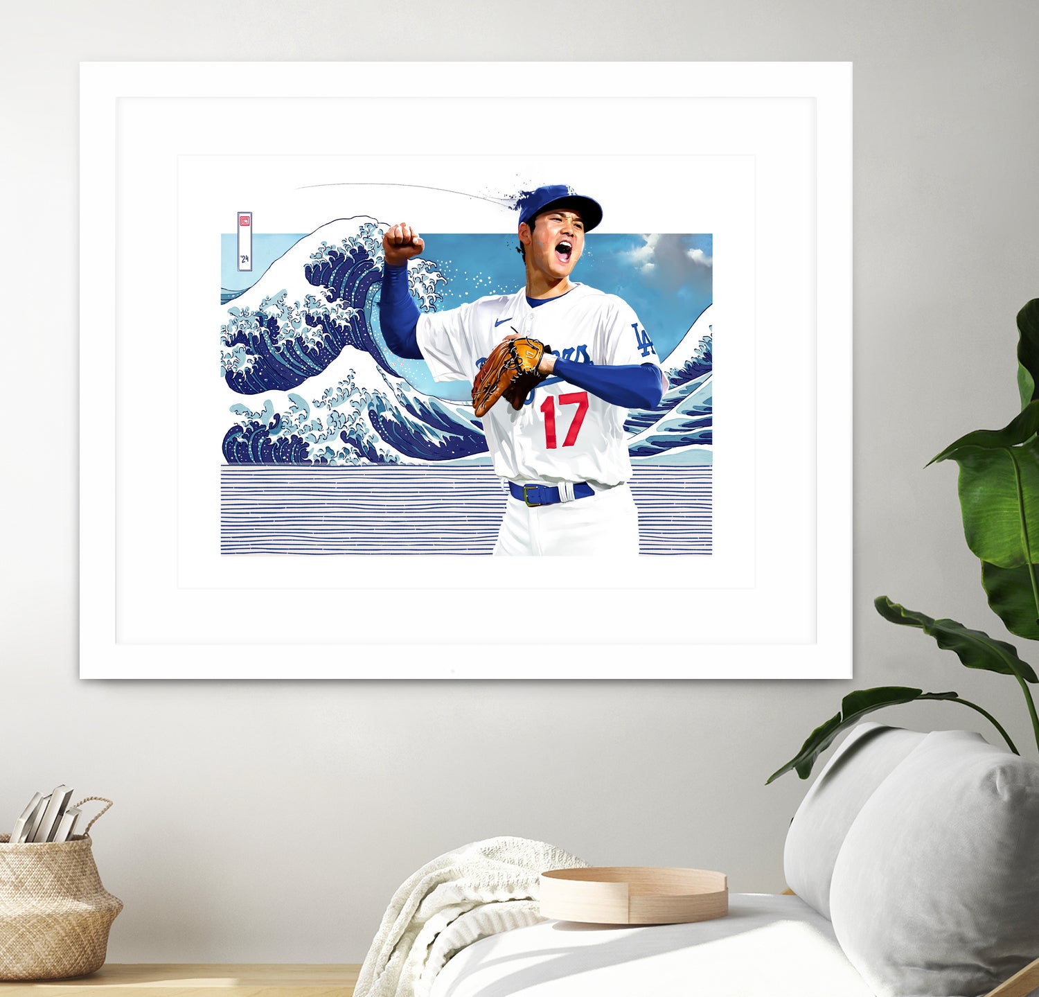 Ohtani Great Wave by Claudia Labarca on GIANT ART - blue digital painting