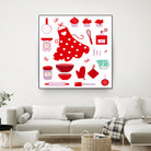 New folk original ICONOGRAPHY in Shop by Bee and Glow ART Illustrations on GIANT ART - red digital drawing