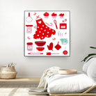 New folk original ICONOGRAPHY in Shop by Bee and Glow ART Illustrations on GIANT ART - red digital drawing