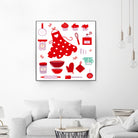 New folk original ICONOGRAPHY in Shop by Bee and Glow ART Illustrations on GIANT ART - red digital drawing