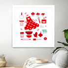 New folk original ICONOGRAPHY in Shop by Bee and Glow ART Illustrations on GIANT ART - red digital drawing