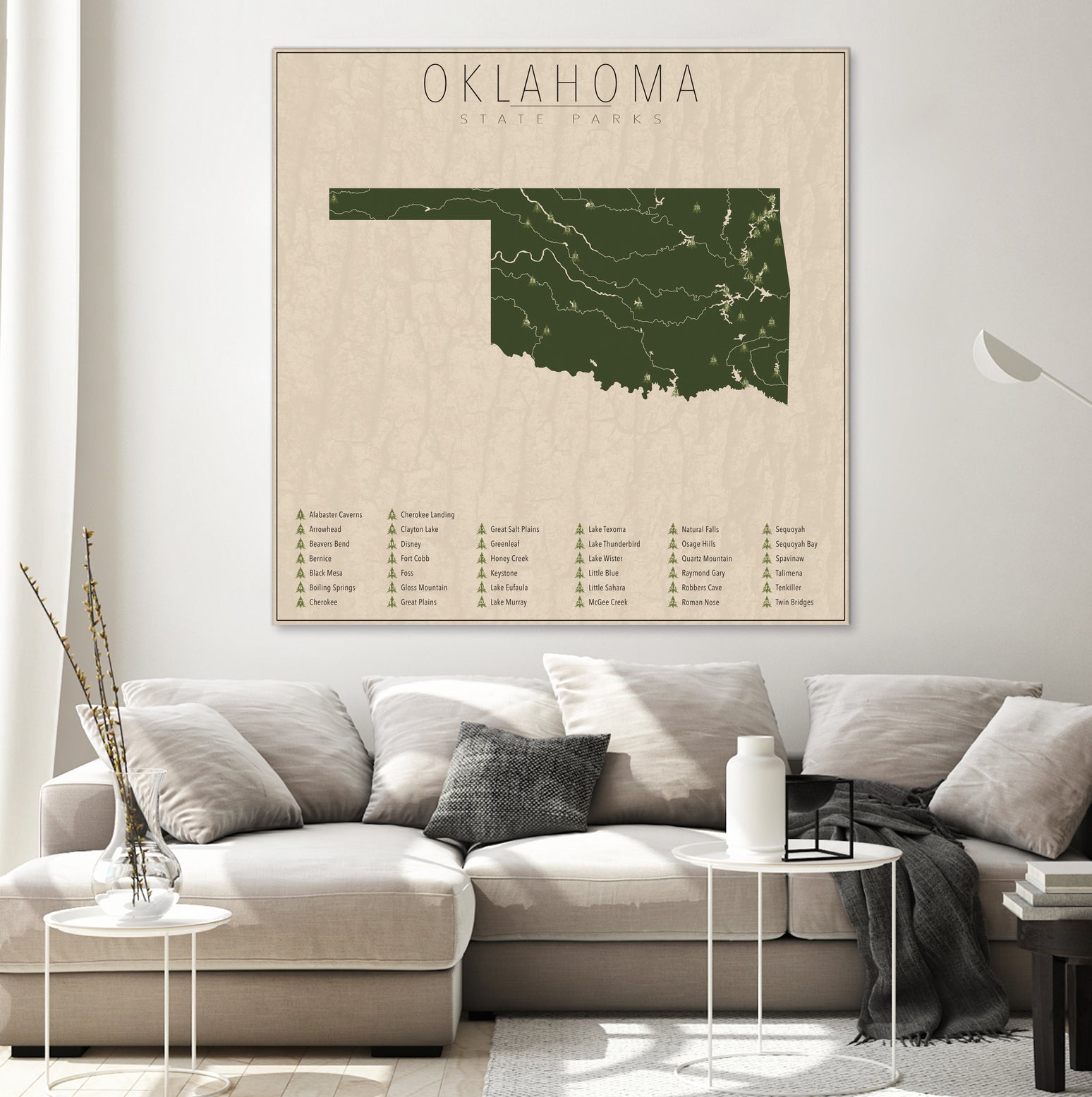 Oklahoma Parks by Finlay McNevin on GIANT ART - green typography