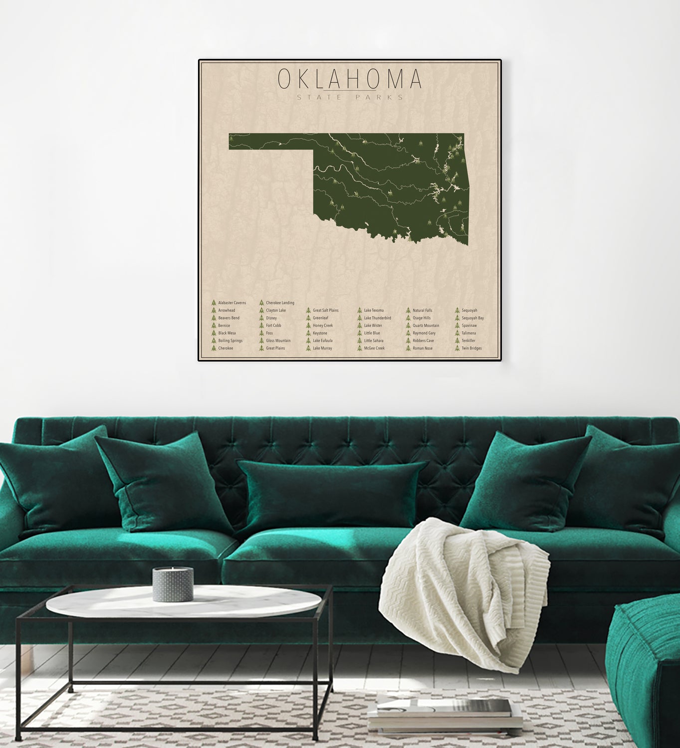 Oklahoma Parks by Finlay McNevin on GIANT ART - green typography