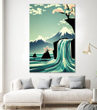 waterfall blossom dream by Sjoerd Piepenbrink on GIANT ART - blue vector illustration