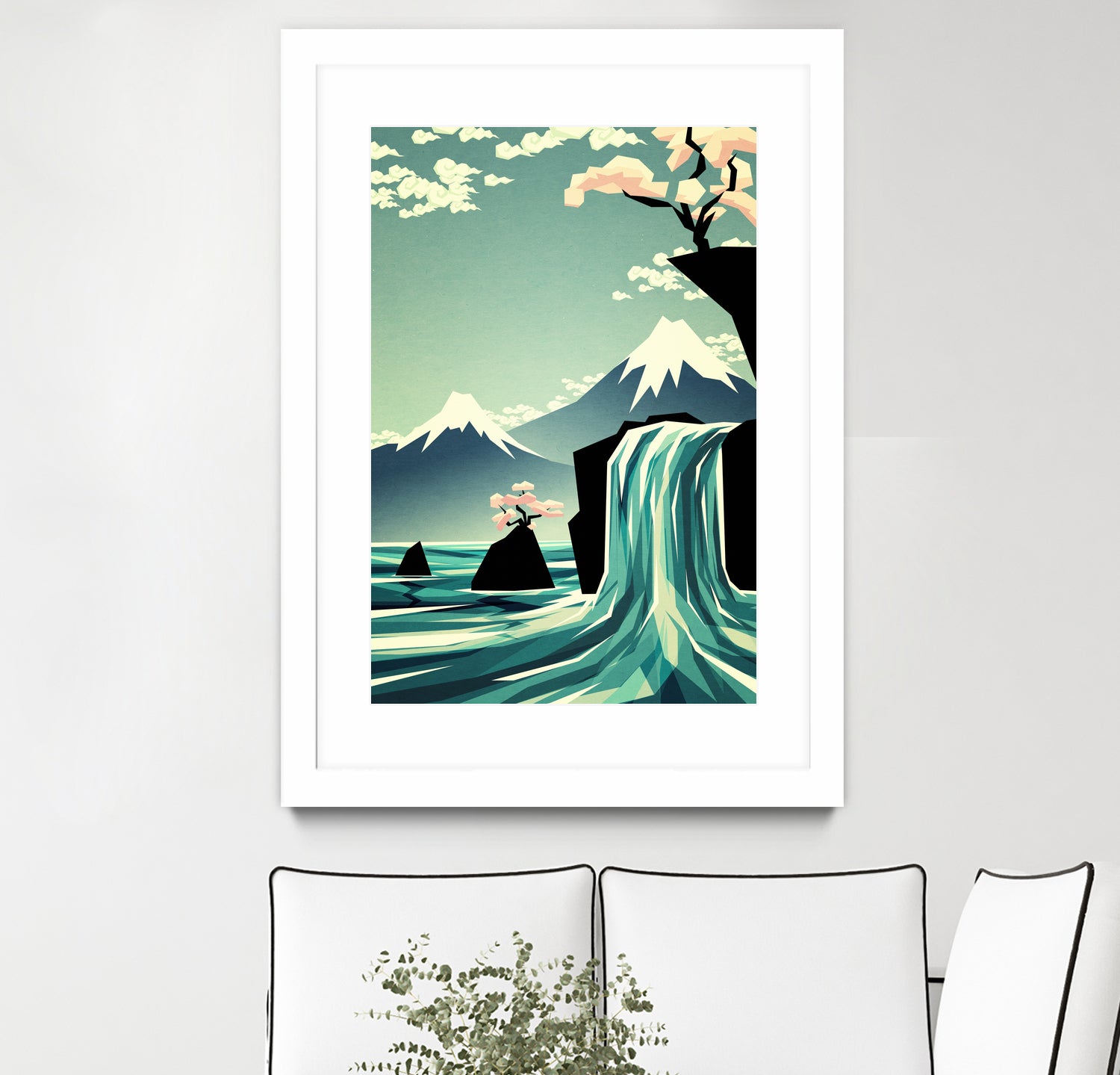 waterfall blossom dream by Sjoerd Piepenbrink on GIANT ART - blue vector illustration