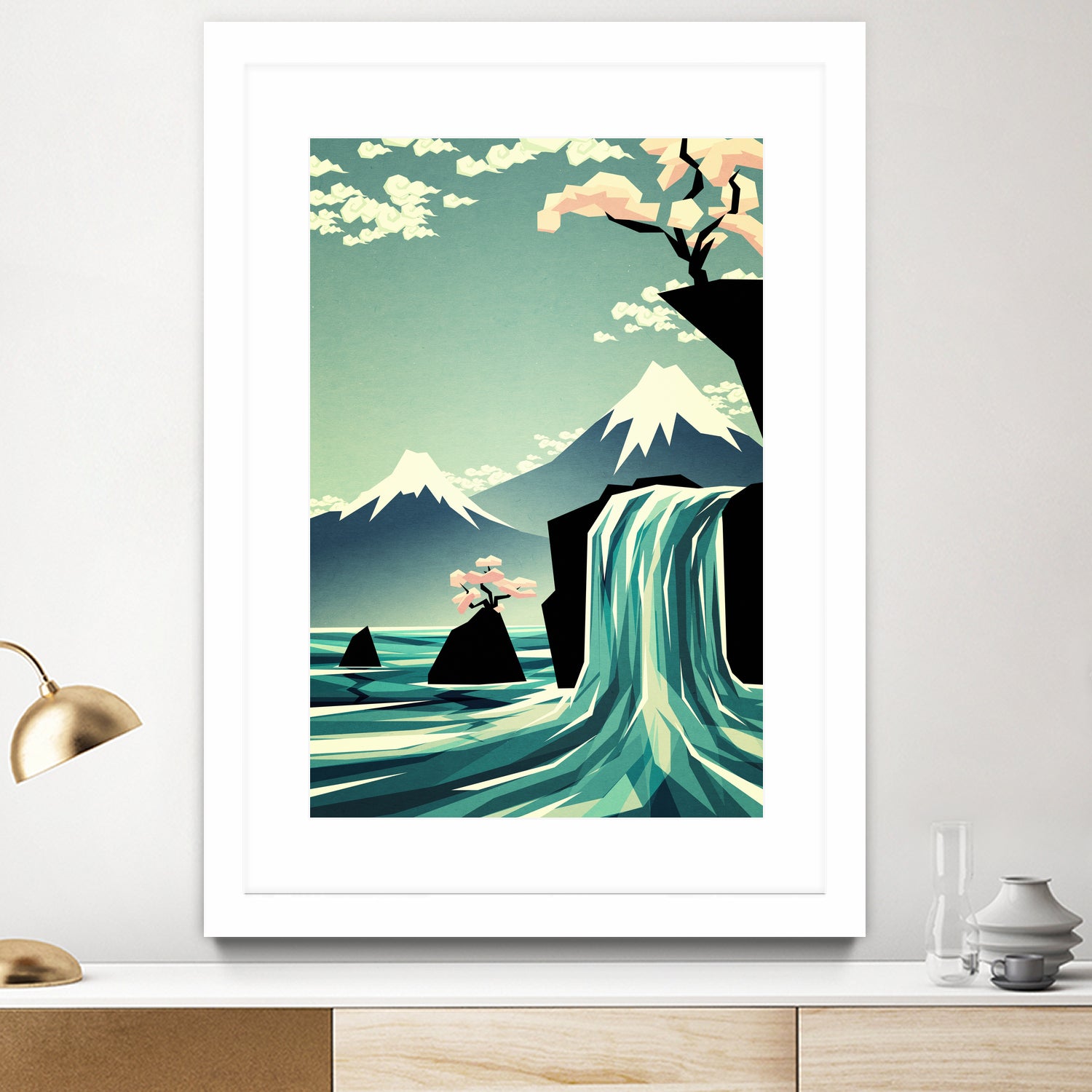 waterfall blossom dream by Sjoerd Piepenbrink on GIANT ART - blue vector illustration