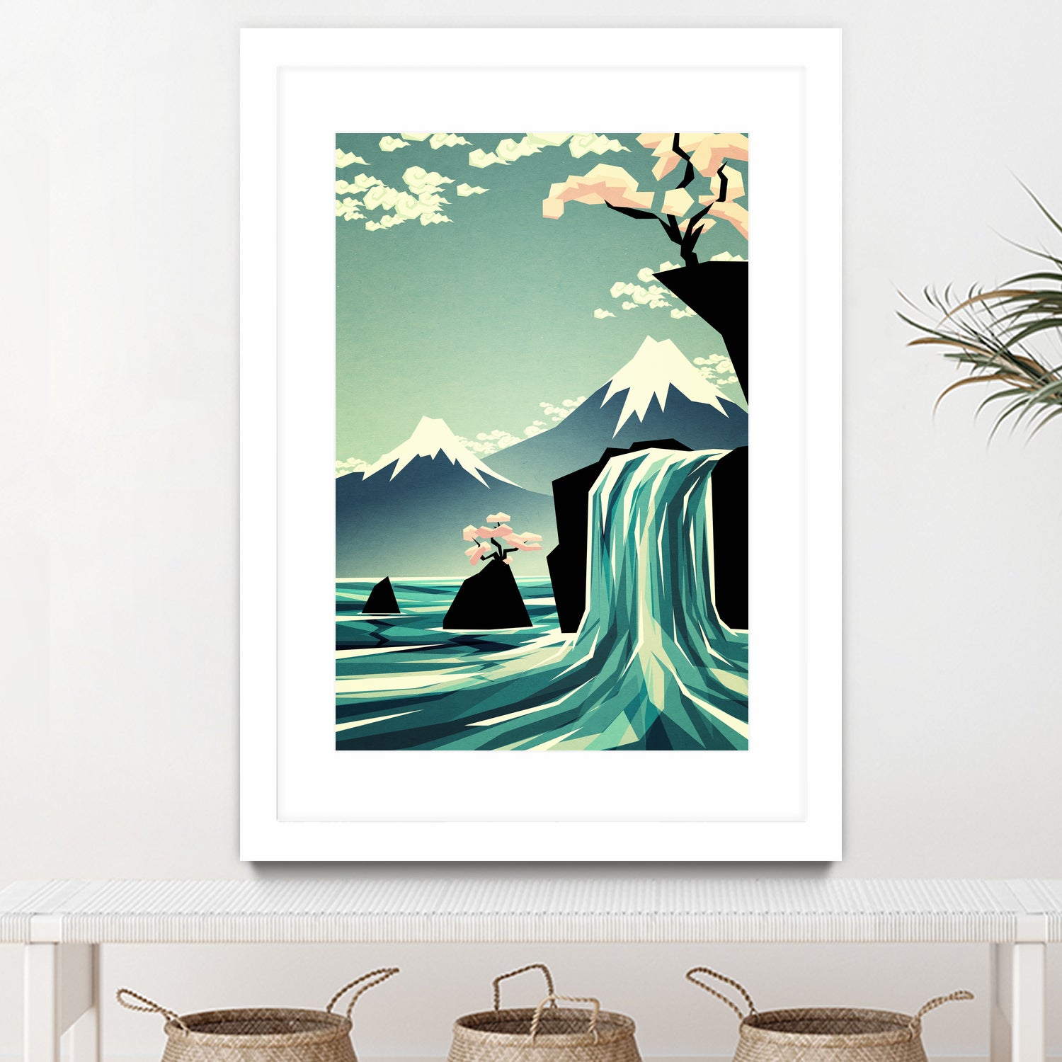 waterfall blossom dream by Sjoerd Piepenbrink on GIANT ART - blue vector illustration