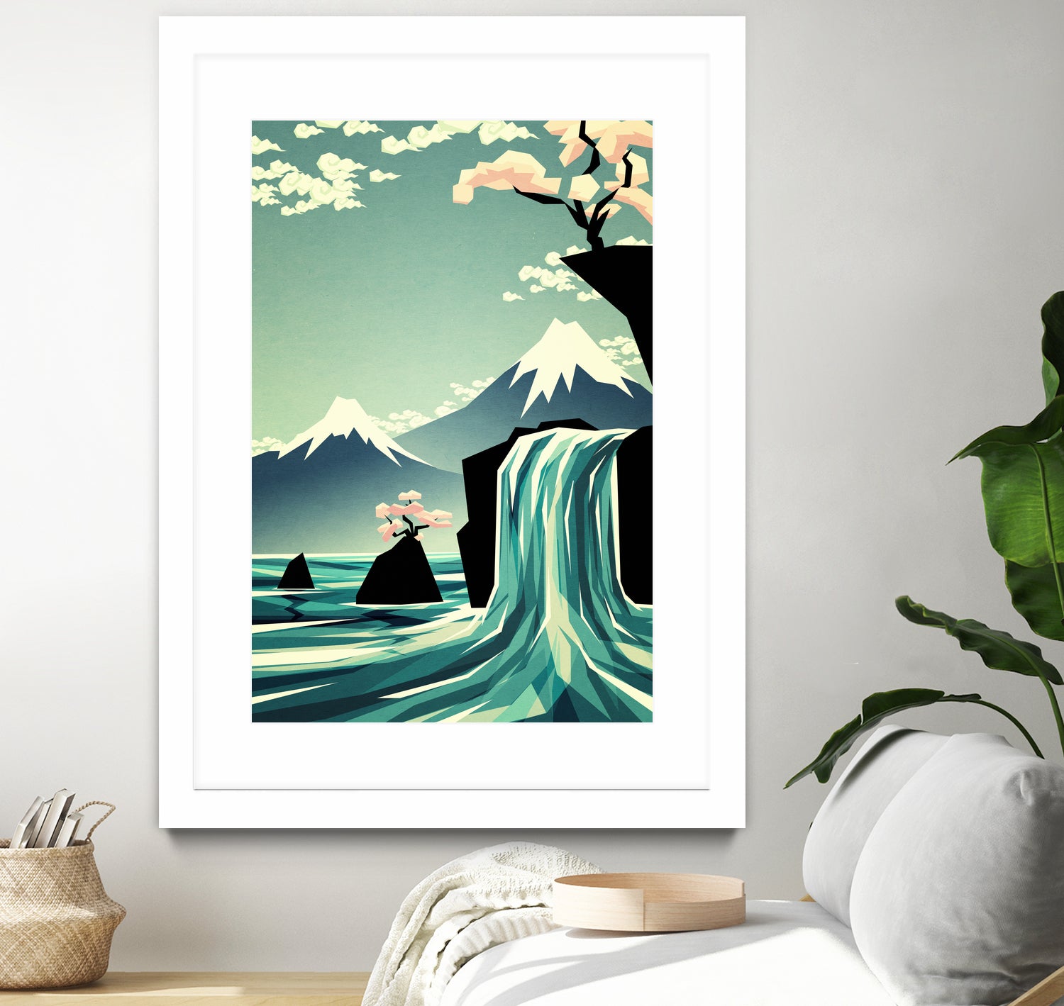 waterfall blossom dream by Sjoerd Piepenbrink on GIANT ART - blue vector illustration