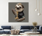 SLOTH EAT NOODLE by JUMALI KATANI on GIANT ART - gray digital drawing