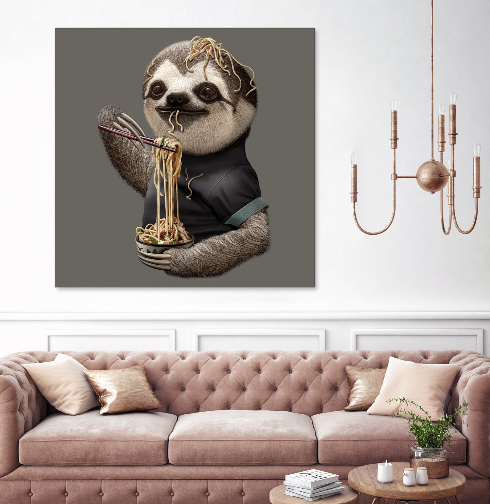 SLOTH EAT NOODLE by JUMALI KATANI on GIANT ART - gray digital drawing