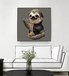 SLOTH EAT NOODLE by JUMALI KATANI on GIANT ART - gray digital drawing