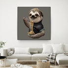 SLOTH EAT NOODLE by JUMALI KATANI on GIANT ART - gray digital drawing