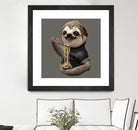 SLOTH EAT NOODLE by JUMALI KATANI on GIANT ART - gray digital drawing