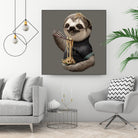 SLOTH EAT NOODLE by JUMALI KATANI on GIANT ART - gray digital drawing