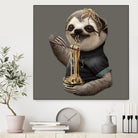 SLOTH EAT NOODLE by JUMALI KATANI on GIANT ART - gray digital drawing