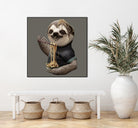 SLOTH EAT NOODLE by JUMALI KATANI on GIANT ART - gray digital drawing