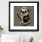 SLOTH EAT NOODLE by JUMALI KATANI on GIANT ART - gray digital drawing