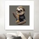 SLOTH EAT NOODLE by JUMALI KATANI on GIANT ART - gray digital drawing