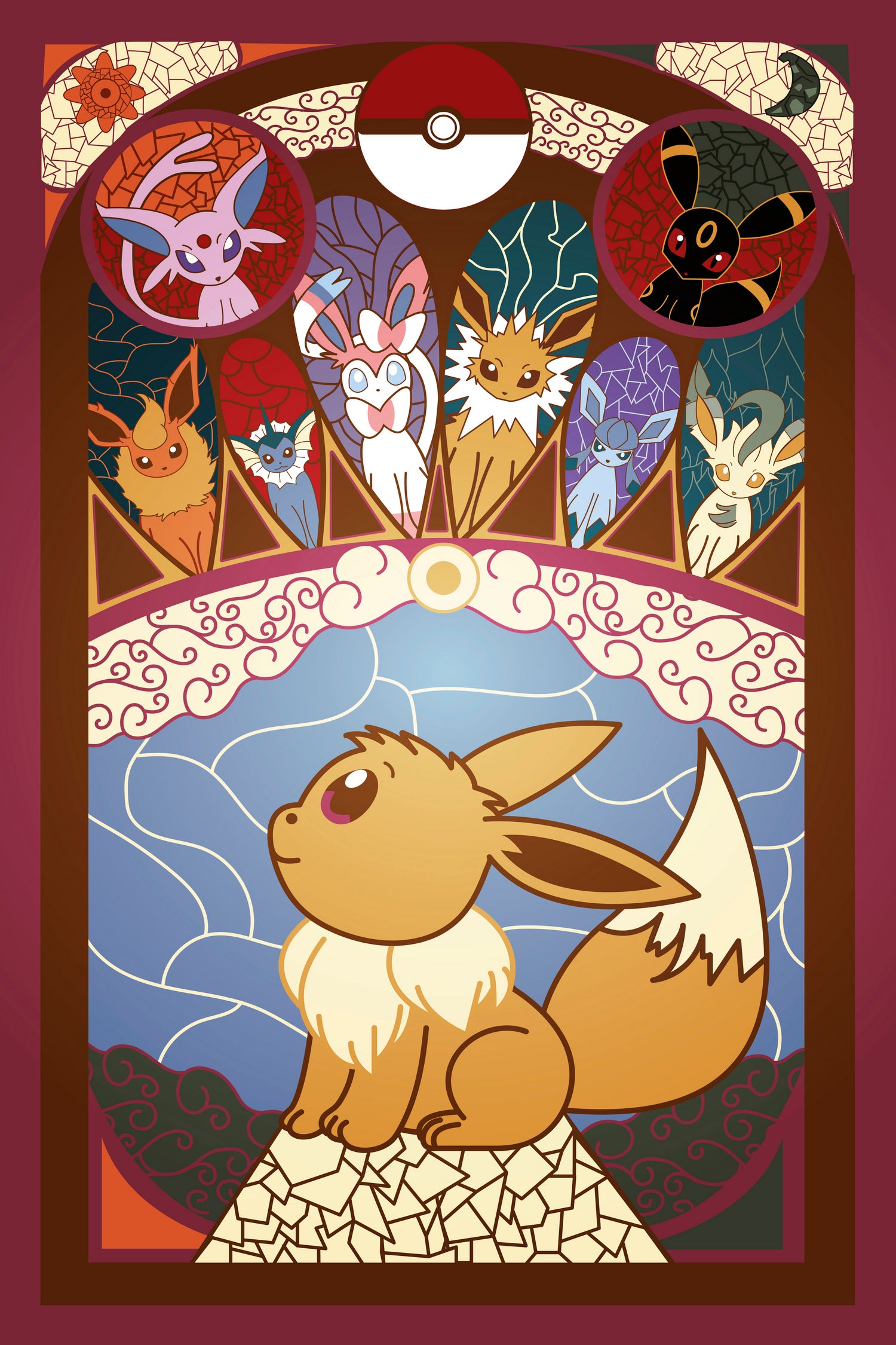 Stained Glass Eevee by Erin Fitzgerald on GIANT ART - fuchsia digital drawing