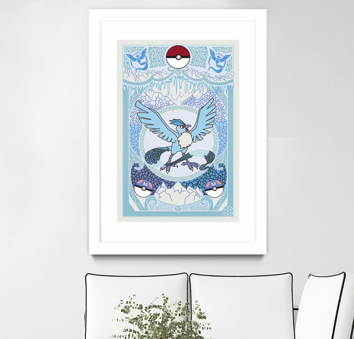 Stained Glass Articuno: Pokemon GO Edition by Erin Fitzgerald on GIANT ART - blue digital drawing