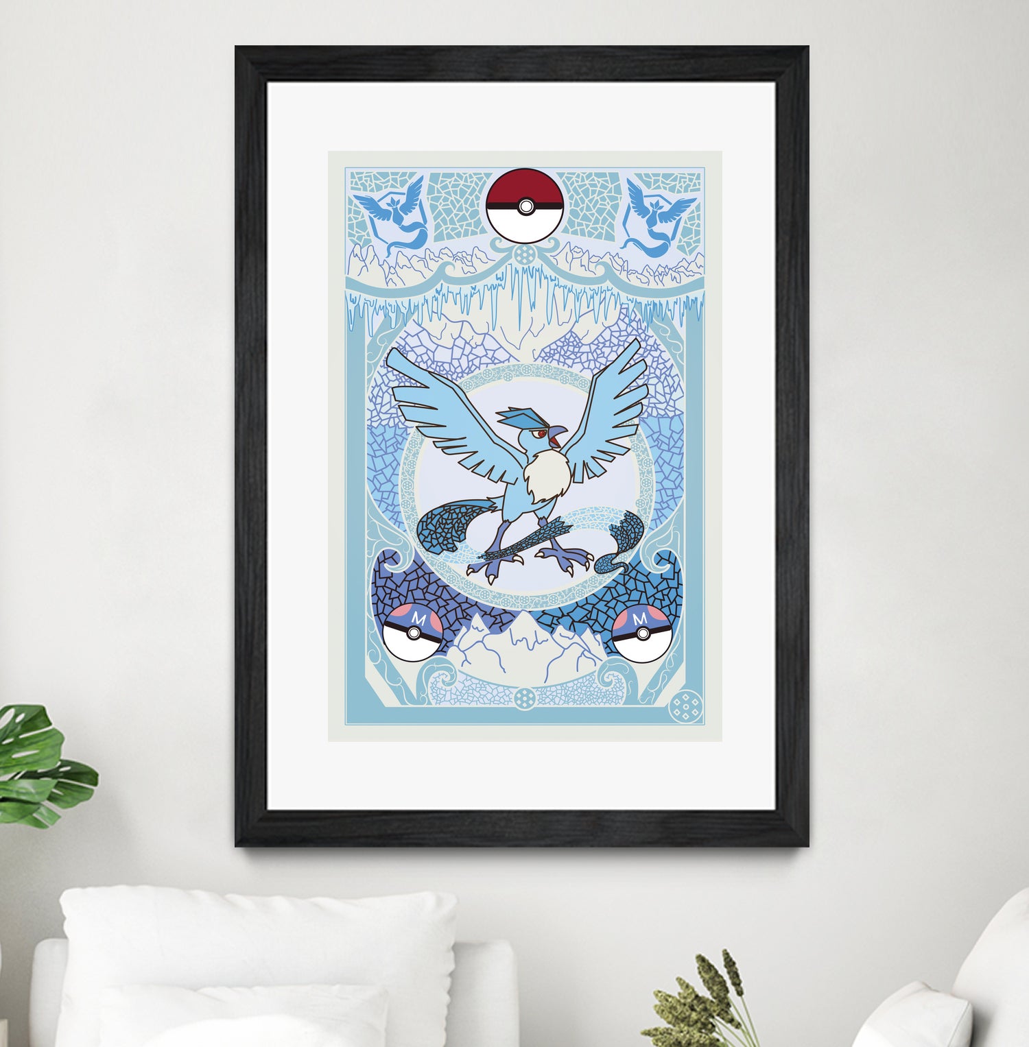 Stained Glass Articuno: Pokemon GO Edition by Erin Fitzgerald on GIANT ART - blue digital drawing