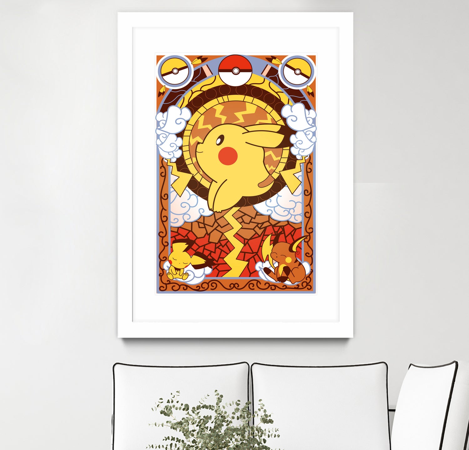 Stained Glass Pikachu by Erin Fitzgerald on GIANT ART - yellow digital drawing