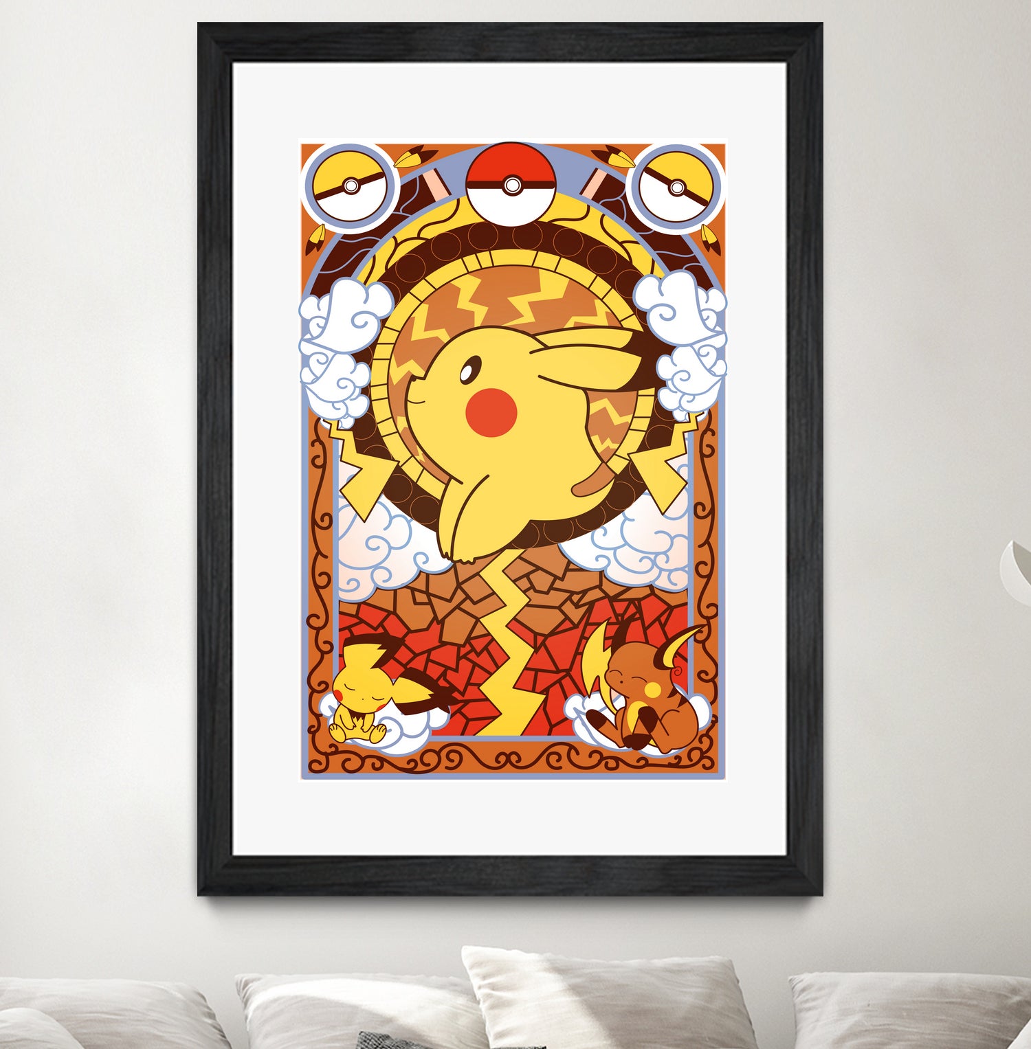 Stained Glass Pikachu by Erin Fitzgerald on GIANT ART - yellow digital drawing