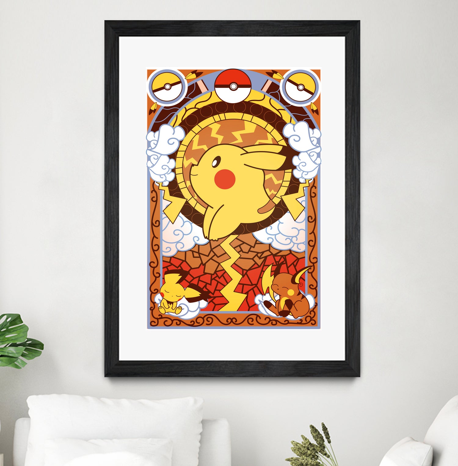 Stained Glass Pikachu by Erin Fitzgerald on GIANT ART - yellow digital drawing