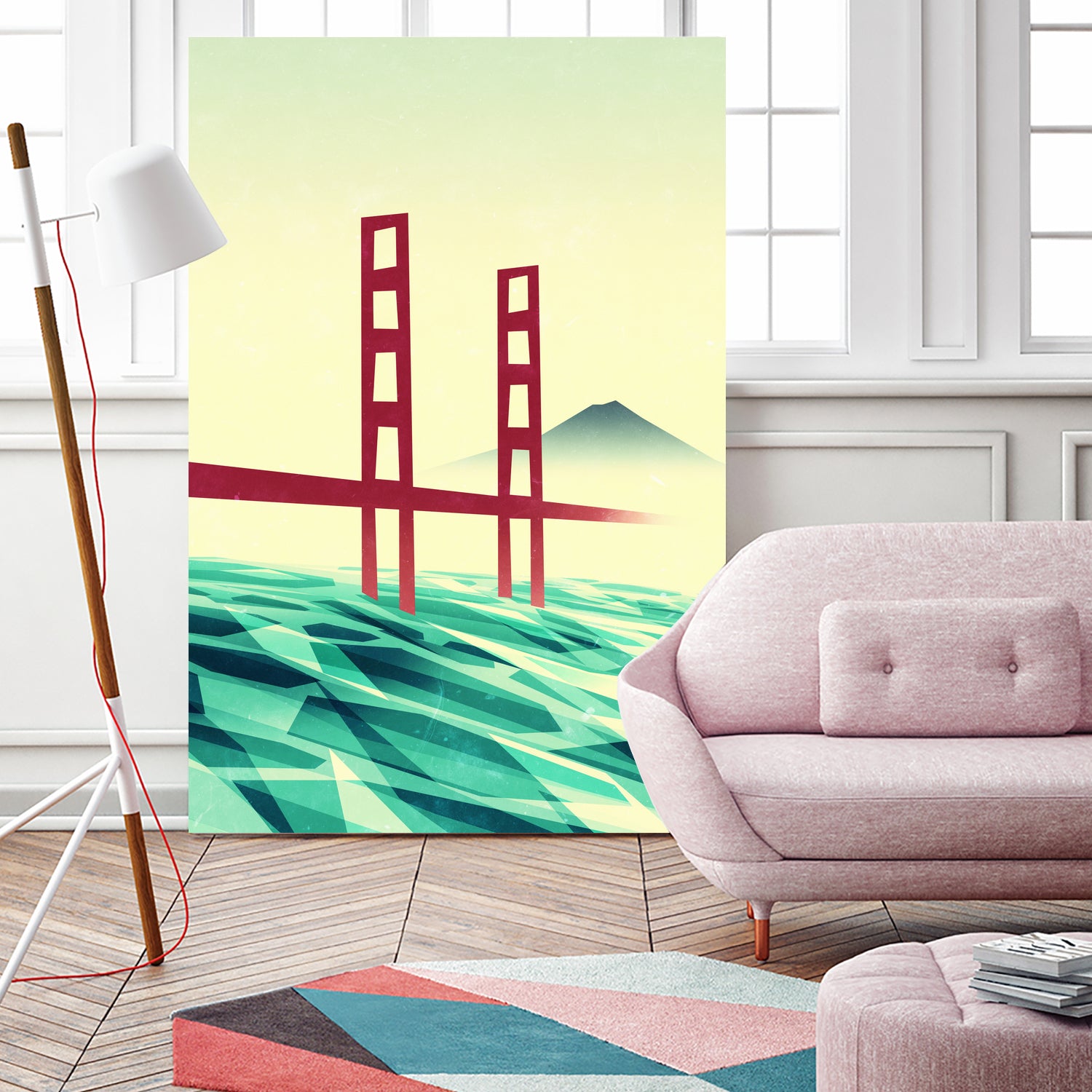 Misty day at The Golden Gate by Sjoerd Piepenbrink on GIANT ART - red vector illustration