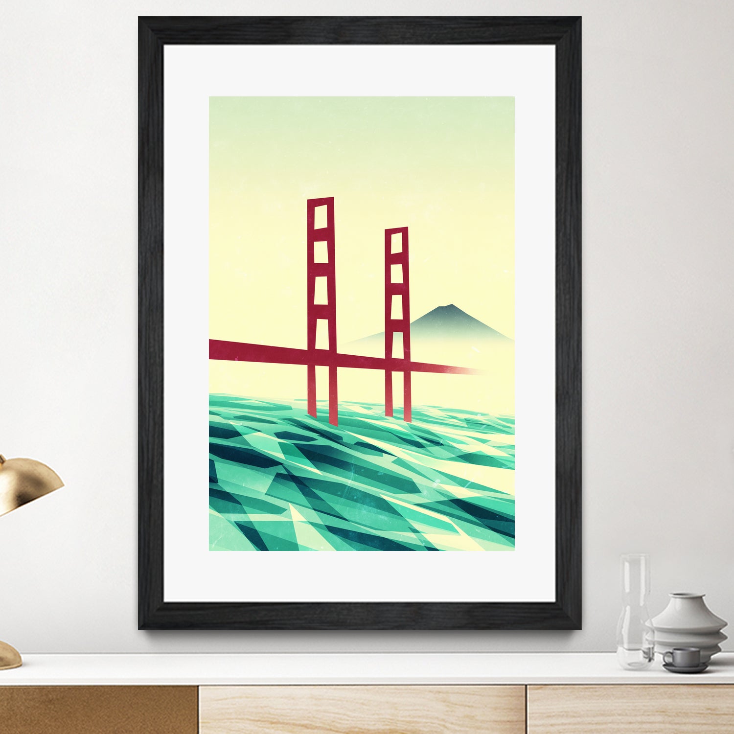 Misty day at The Golden Gate by Sjoerd Piepenbrink on GIANT ART - red vector illustration