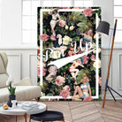 Floral and Pin Up Girls Pattern by burcu korkmazyurek on GIANT ART - black digital painting